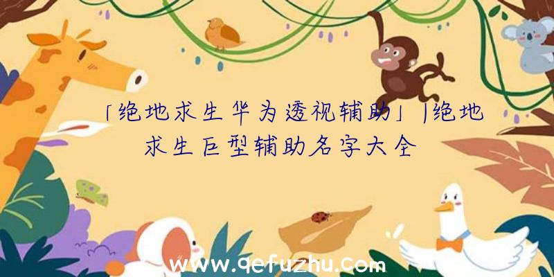 「绝地求生华为透视辅助」|绝地求生巨型辅助名字大全